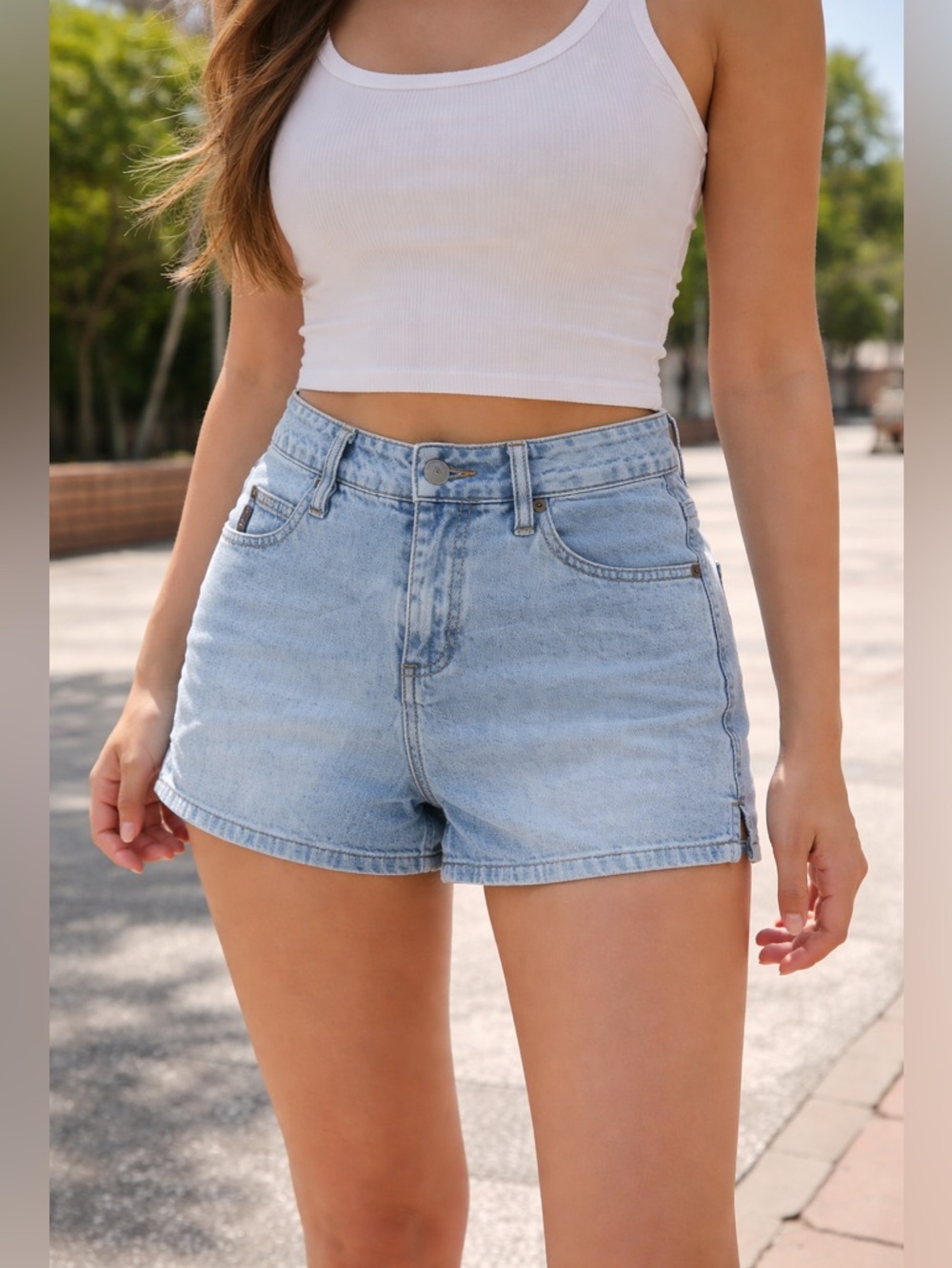 Mudd Light Blue High-Rise Denim Shorts